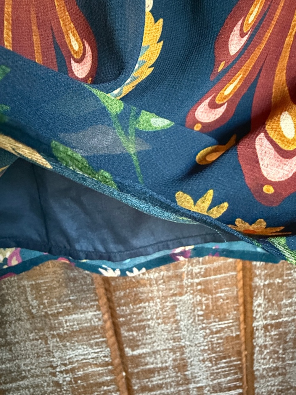 FARM Rio Navy Multicolor Parrot Print Blouse with Pink Accents - Picture 9 of 12